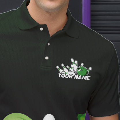 Custom Lucky St Patricks Bowling Polo Shirts For Men, Saint Paddys Shamprock Bowling Outfits IPHW8602