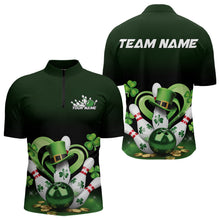 Load image into Gallery viewer, Custom Lucky St Patricks Bowling Quarter-Zip Shirts For Men, Saint Paddys Shamprock Bowling Outfits IPHW8602