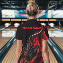 Load image into Gallery viewer, Custom Red Flame Bowling Women Jerseys, Bowling Team League Shirt Bowlers Jerseys IPHW11295
