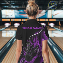Load image into Gallery viewer, Custom Purple Flame Bowling Women Jerseys, Bowling Team League Shirt Bowlers Jerseys IPHW11297