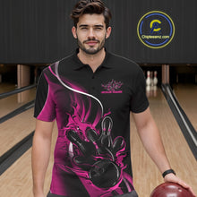 Load image into Gallery viewer, Custom Pink Flame Bowling Men Jerseys, Bowling Team League Shirt Bowlers Jerseys IPHW11298