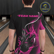 Load image into Gallery viewer, Custom Pink Flame Bowling Men Jerseys, Bowling Team League Shirt Bowlers Jerseys IPHW11298