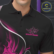 Load image into Gallery viewer, Custom Pink Flame Bowling Men Jerseys, Bowling Team League Shirt Bowlers Jerseys IPHW11298