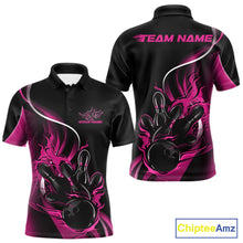 Load image into Gallery viewer, Custom Pink Flame Bowling Men Jerseys, Bowling Team League Shirt Bowlers Jerseys IPHW11298
