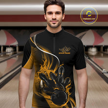 Load image into Gallery viewer, Custom Yellow Flame Bowling Men Jerseys, Bowling Team League Shirt Bowlers Jerseys IPHW11299