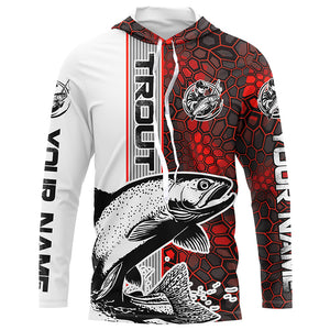 Trout Fishing Red Camo Long Sleeve Fishing Shirts With Custom Name, Trout 3D Fishing Shirts Jerseys IPHW6618