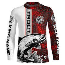 Load image into Gallery viewer, Trout Fishing Red Camo Long Sleeve Fishing Shirts With Custom Name, Trout 3D Fishing Shirts Jerseys IPHW6618