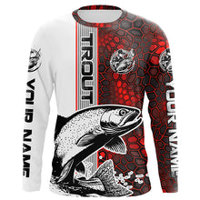 Load image into Gallery viewer, Trout Fishing Red Camo Long Sleeve Fishing Shirts With Custom Name, Trout 3D Fishing Shirts Jerseys IPHW6618