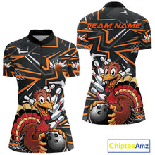 Load image into Gallery viewer, Custom Funny Turkey Bowling Jerseys, Orange Thanksgiving Bowling Women Quarter-Zip Shirt IPHW9723
