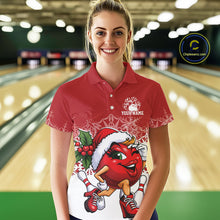 Load image into Gallery viewer, Custom Cute Funny Ladies Christmas Bowling Polo Shirts, Women Team Xmas Bowling Outfit IPHW10135