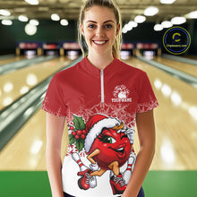 Load image into Gallery viewer, Custom Cute Funny Ladies Christmas Bowling Quarter-Zip Shirts, Women Team Xmas Outfit IPHW10135