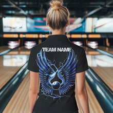 Load image into Gallery viewer, Blue Thunder Lightning Bowling Wings Custom Bowling Team Polo Shirts For Women IPHW8393