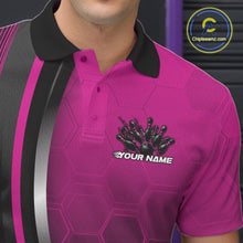 Load image into Gallery viewer, Custom Pink Flame Bowling Jerseys, Bowling Team Men Polo Shirt Bowlers Outfit IPHW11315