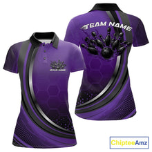 Load image into Gallery viewer, Custom Purple Flame Bowling Jerseys, Bowling Team Women Polo Shirt Bowlers Outfit IPHW11316