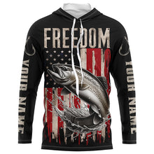 Load image into Gallery viewer, Personalized Patriotic Trout Long Sleeve Uv Protection Fishing Shirts, American Flag Fishing Shirts IPHW6809