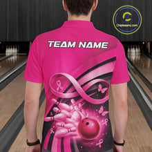 Load image into Gallery viewer, Custom Hope Pink Ribbon Butterfly Bowling Shirt For Men, Breast Cancer Bowling Shirt IPHW11328