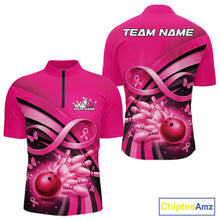 Load image into Gallery viewer, Custom Hope Pink Ribbon Butterfly Bowling Shirt For Men, Breast Cancer Bowling Shirt IPHW11328