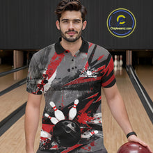 Load image into Gallery viewer, Custom Grunge Red Bowling Polo Shirts For Men, Vintage Bowling Team Shirts IPHW9511