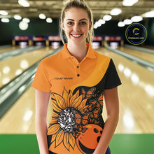 Load image into Gallery viewer, Custom Butterfly Sunflower Bowling Women Shirt, Sunflower Women Bowling Tournament Shirt IPHW10265