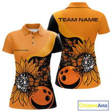 Load image into Gallery viewer, Custom Butterfly Sunflower Bowling Women Shirt, Sunflower Women Bowling Tournament Shirt IPHW10265