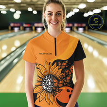 Load image into Gallery viewer, Custom Butterfly Sunflower Bowling Women Shirt, Sunflower Women Bowling Tournament Shirt IPHW10265