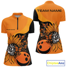 Load image into Gallery viewer, Custom Butterfly Sunflower Bowling Women Shirt, Sunflower Women Bowling Tournament Shirt IPHW10265