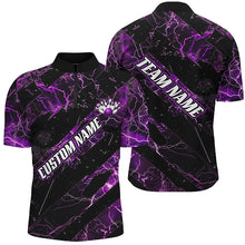Load image into Gallery viewer, Purple Thunder Lightning Custom Bowling Team Shirts For Men And Women, Bowling Gift Bowler Outfit IPHW6480