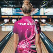 Load image into Gallery viewer, Custom Pink Ribbon Breast Cancer Awareness Bowling Quarter-Zip Shirt For Women IPHW11333