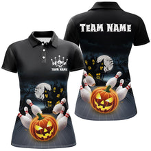 Load image into Gallery viewer, Custom Halloween Ladies Bowling Shirts, Pumpkin Bowling Ball Bowling Team Halloween Outfit IPHW7547