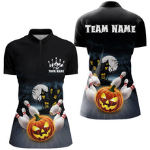 Load image into Gallery viewer, Custom Halloween Ladies Bowling Shirts, Pumpkin Bowling Ball Bowling Team Halloween Outfit IPHW7547