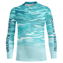 Load image into Gallery viewer, Blue Camo Custom Long Sleeve Tournament Performance Fishing Shirts For Charter Fishing Trip IPHW5796