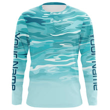 Load image into Gallery viewer, Blue Camo Custom Long Sleeve Tournament Performance Fishing Shirts For Charter Fishing Trip IPHW5796