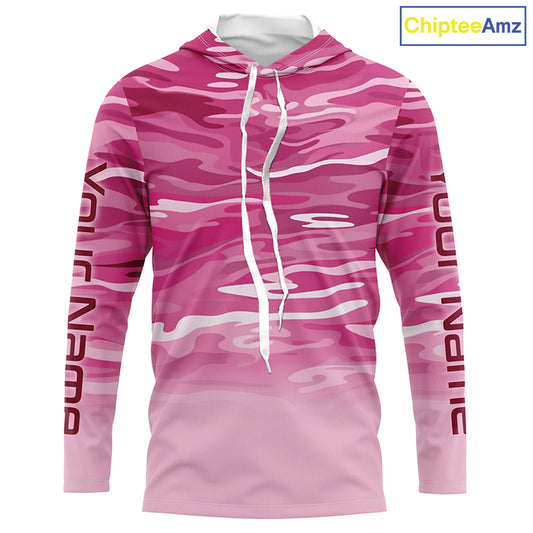Pink Camo Custom Long Sleeve Tournament Performance Fishing Shirts For Charter Fishing Trip IPHW5797