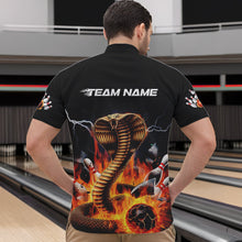 Load image into Gallery viewer, Custom Flame Cobra Snake Bowling Team Quarter-Zip Shirts For Men, Bowling Tournament Outfit IPHW8667