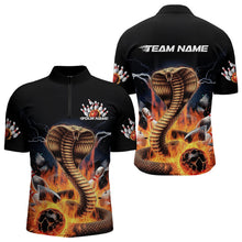 Load image into Gallery viewer, Custom Flame Cobra Snake Bowling Team Quarter-Zip Shirts For Men, Bowling Tournament Outfit IPHW8667