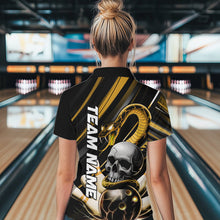 Load image into Gallery viewer, Custom Black And Yellow Snake Skull Bowling Quarter-Zip Shirt For Women, Bowling Team Shirt IPHW8671