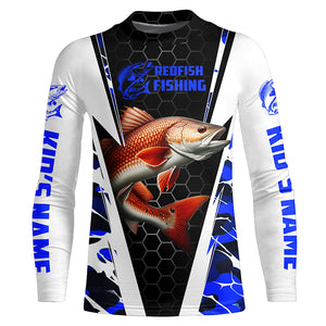 Custom Redfish Fishing Jerseys, Redfish Fishing Long Sleeve Fishing Tournament Shirts | Blue Camo IPHW6504