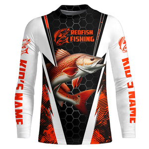 Custom Redfish Fishing Jerseys, Redfish Fishing Long Sleeve Fishing Tournament Shirts | Orange Camo IPHW6505