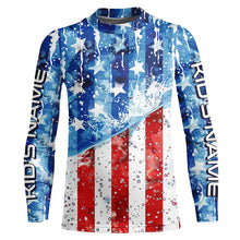 Load image into Gallery viewer, American Flag Custom Long Sleeve Uv Protection Fishing Shirts, Patriotic Fishing Jersey IPHW6849