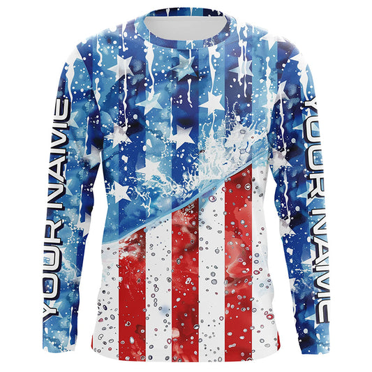 American Flag Custom Long Sleeve Uv Protection Fishing Shirts, Patriotic Fishing Jersey IPHW6849