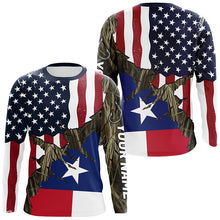 Load image into Gallery viewer, American Texas Flag Custom Long Sleeve Fishing Shirts, Patriotic Camouflage Fishing Shirts IPHW7005