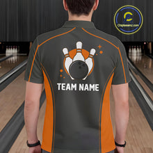 Load image into Gallery viewer, Custom Black And Orange Classic Bowling Team Polo Shirt For Men, Bowling League Shirt IPHW9913