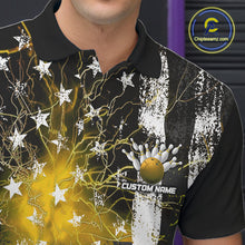 Load image into Gallery viewer, Yellow Lightning US Flag Custom Bowling Team Jerseys, Patriotic Bowling Polo Shirt For Men IPHW9918