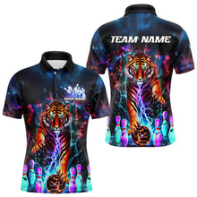 Load image into Gallery viewer, Custom Colorful Thunder Lightning Tiger Bowling Team Shirt For Men, Bowling League Shirt Outfit IPHW7996