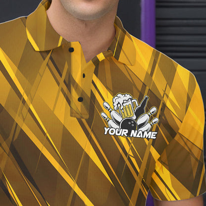 Custom Funny Beer Bowling Men Polo Shirts For Bowlers, Humorous Beer And Bowling Jerseys IPHW8932
