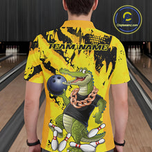 Load image into Gallery viewer, Custom Funny Alligator Bowling Polo Shirt For Men, Grunge Yelllow Bowling Team Jerseys IPHW9922
