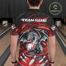 Load image into Gallery viewer, Custom Black And Red Fire Flame Dragon Bowling Jerseys Bowling Team Men Polo Shirt IPHW10291