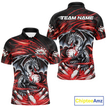 Load image into Gallery viewer, Custom Black And Red Fire Flame Dragon Bowling Jerseys Bowling Team Men Polo Shirt IPHW10291