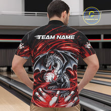 Load image into Gallery viewer, Custom Black And Red Fire Flame Dragon Bowling Jerseys Bowling Team Men Quarter-Zip Shirt IPHW10291