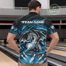 Load image into Gallery viewer, Custom Black And Blue Fire Flame Dragon Bowling Jerseys Bowling Team Men Quarter-Zip Shirt IPHW10292